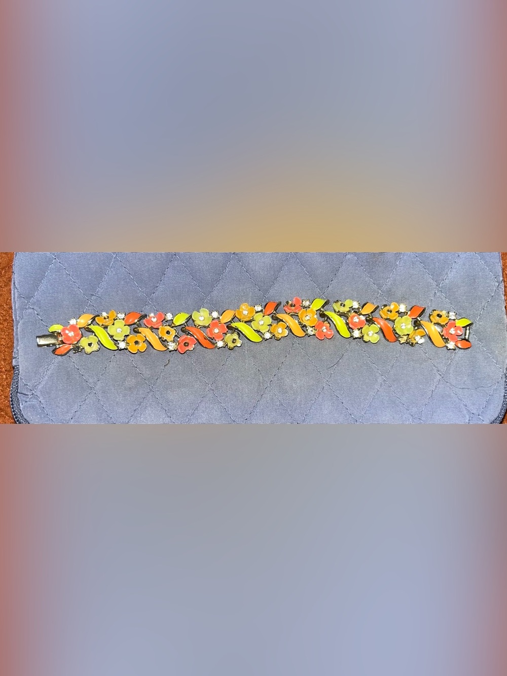 Vintage 60s Lisner signed bracelet BOLD NEON rhinestones EUC